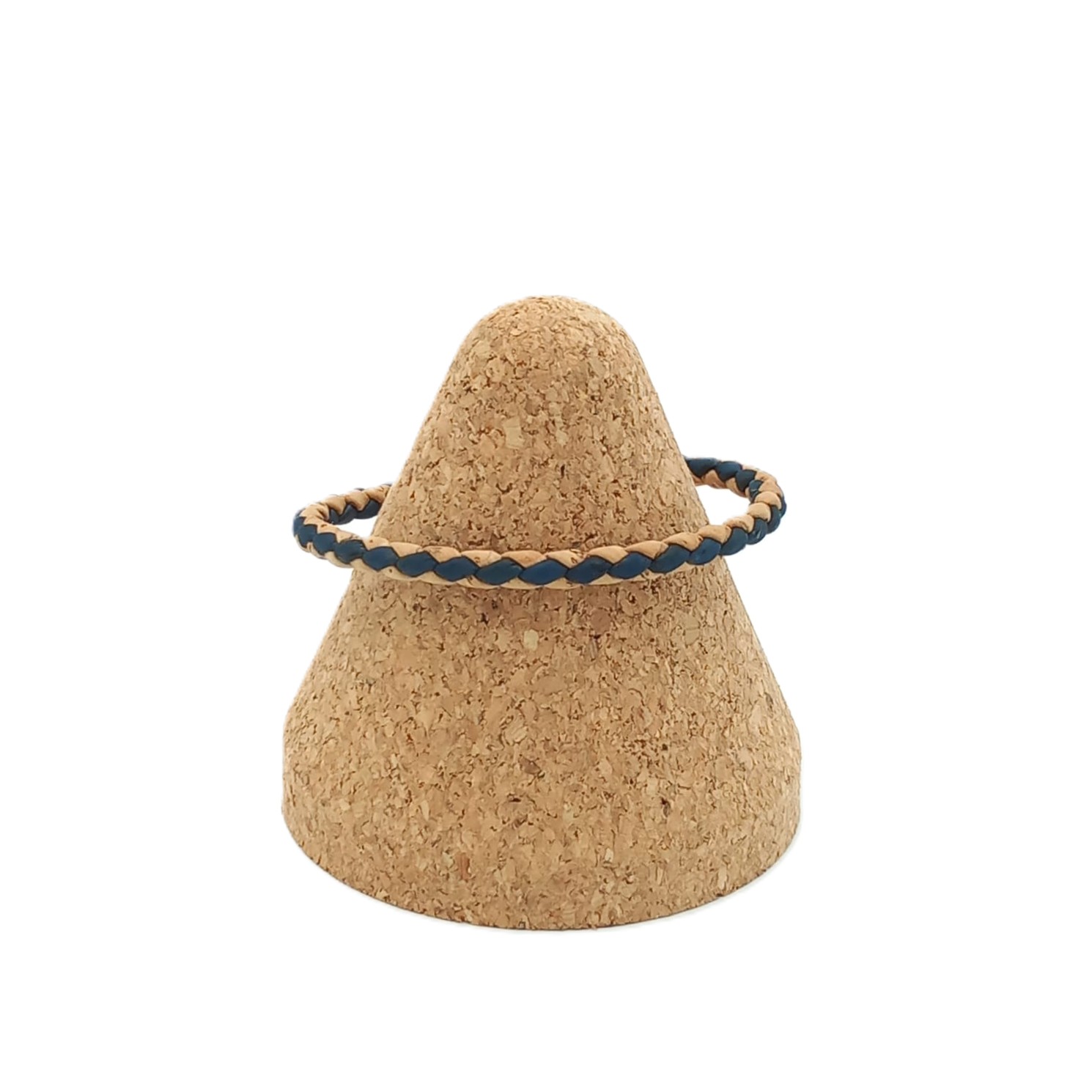 Schlichtes Korkarmband – Farbe Beige-Dunkelblau