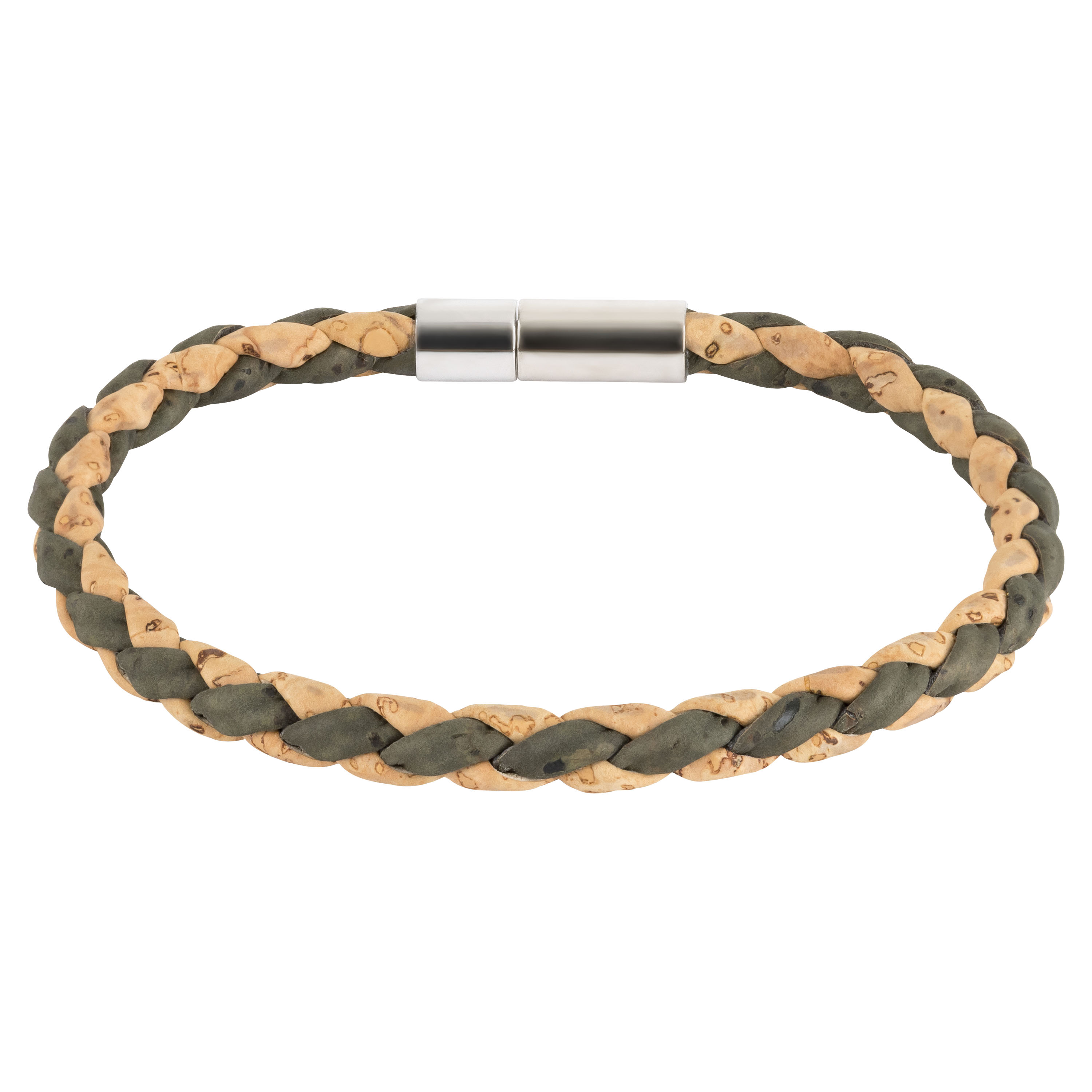 Schlichtes Korkarmband – Farbe Beige-Grün