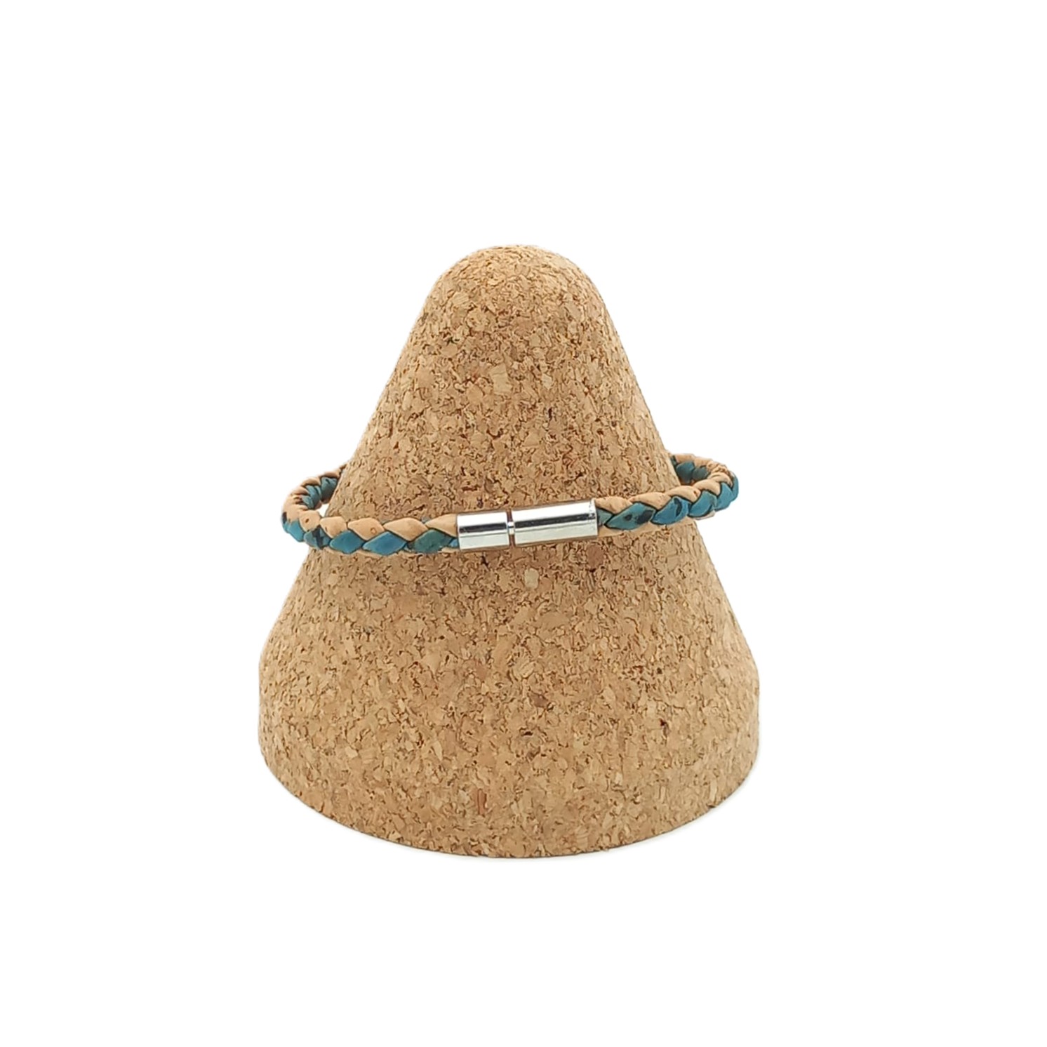 Schlichtes Korkarmband – Farbe Beige-Hellblau