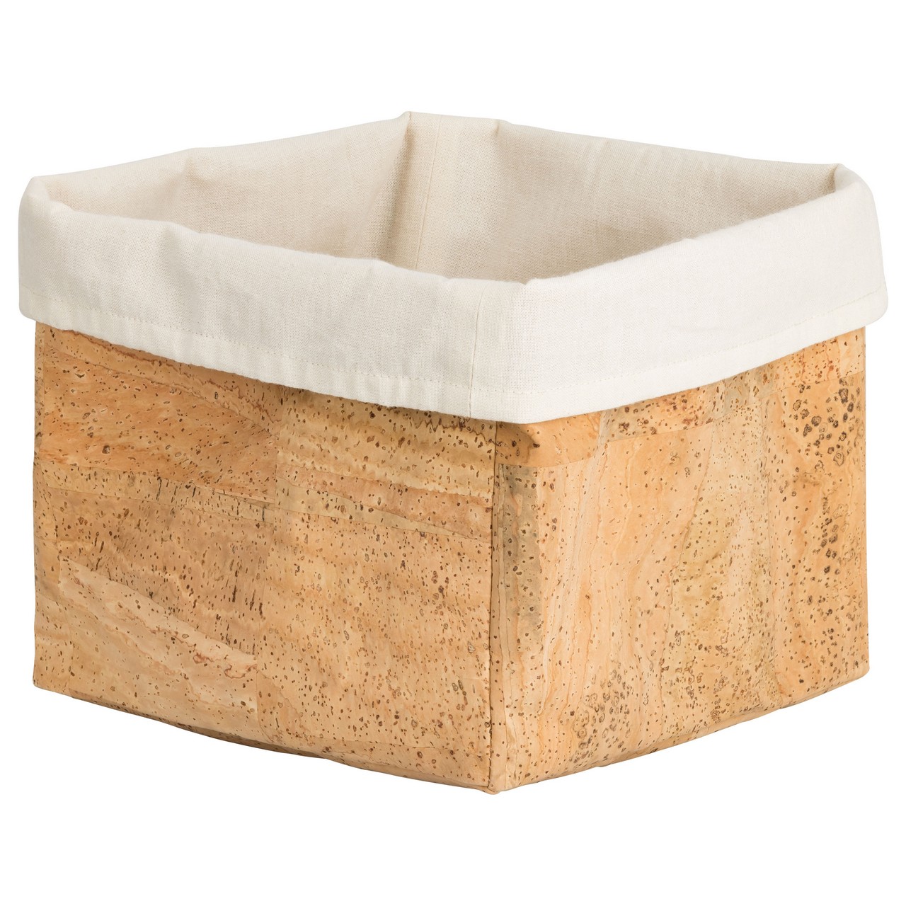 Brotkorb aus Korkstoff – 20 x 20 x 15 cm, mit Nesselstoff (innen)