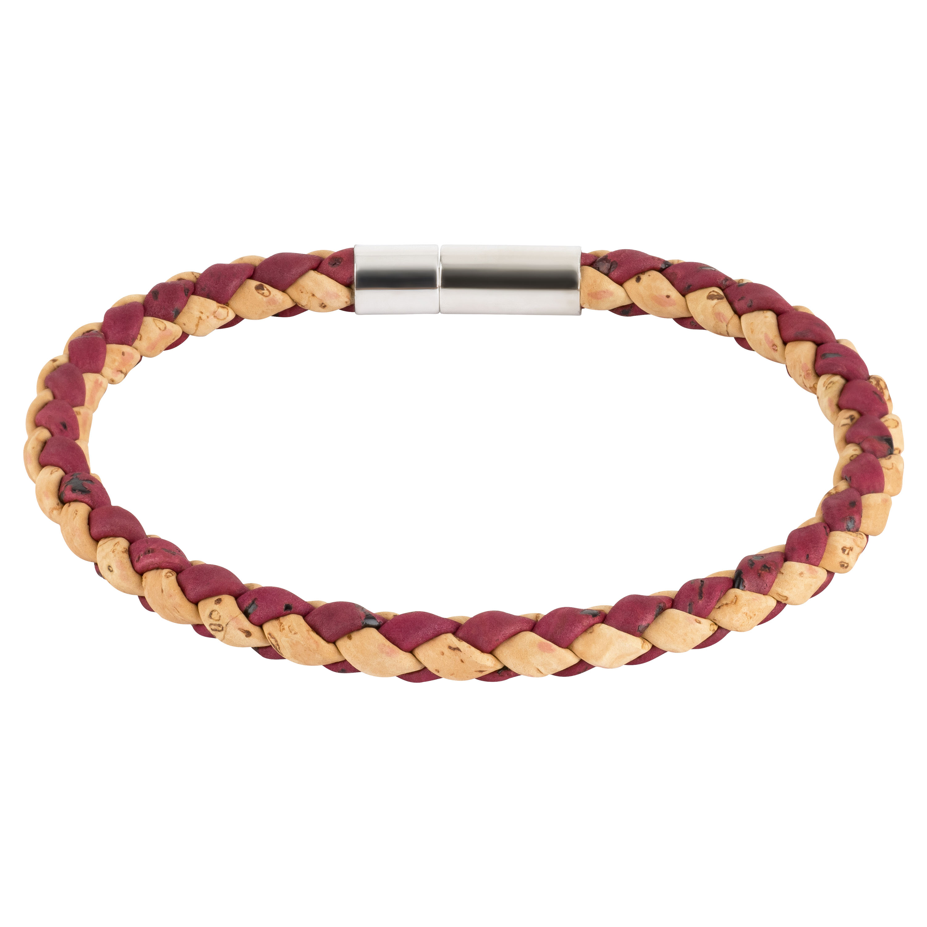 Schlichtes Korkarmband – Farbe Beige-Rot