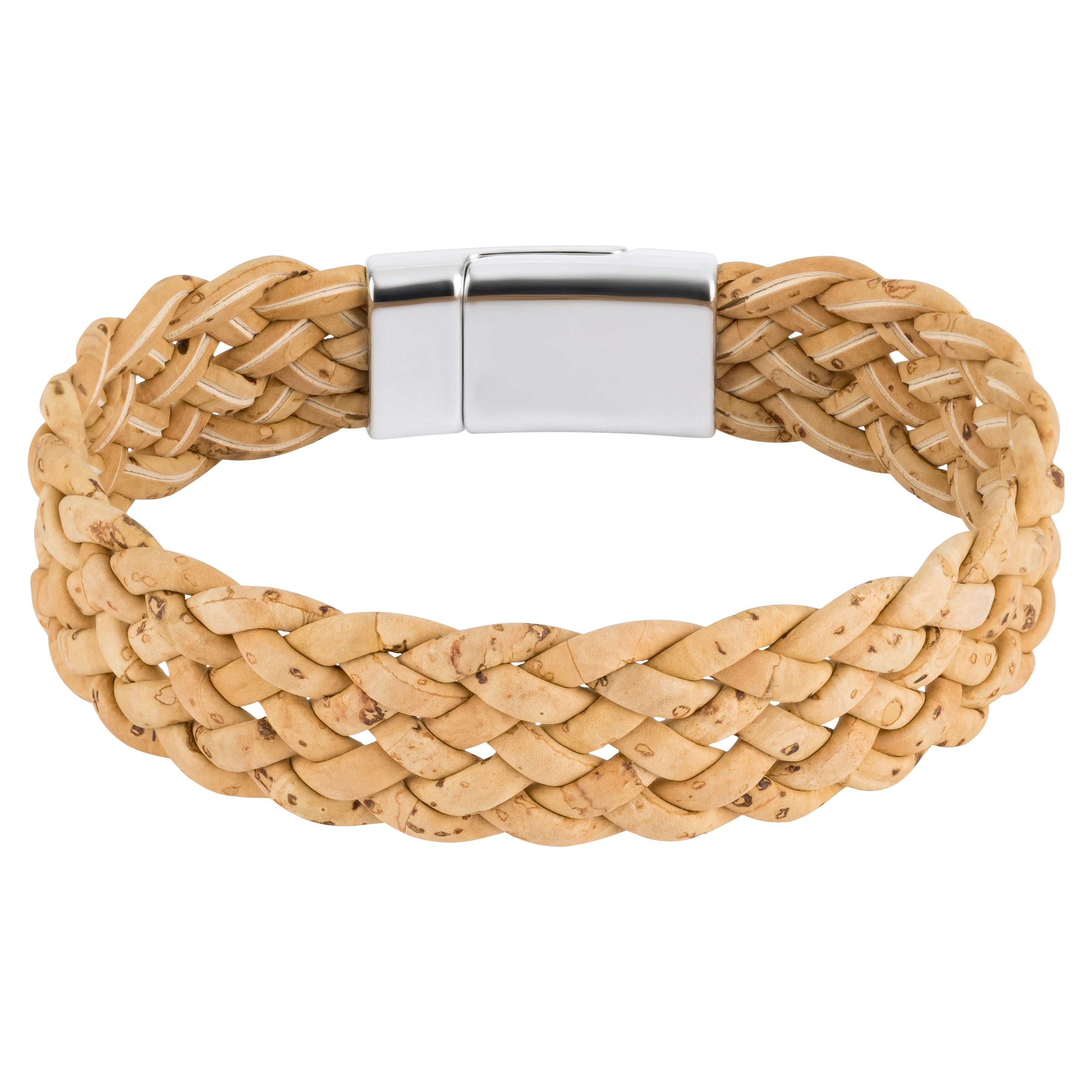 Geflochtenes Korkarmband in Beige – Breites Armband aus Kork