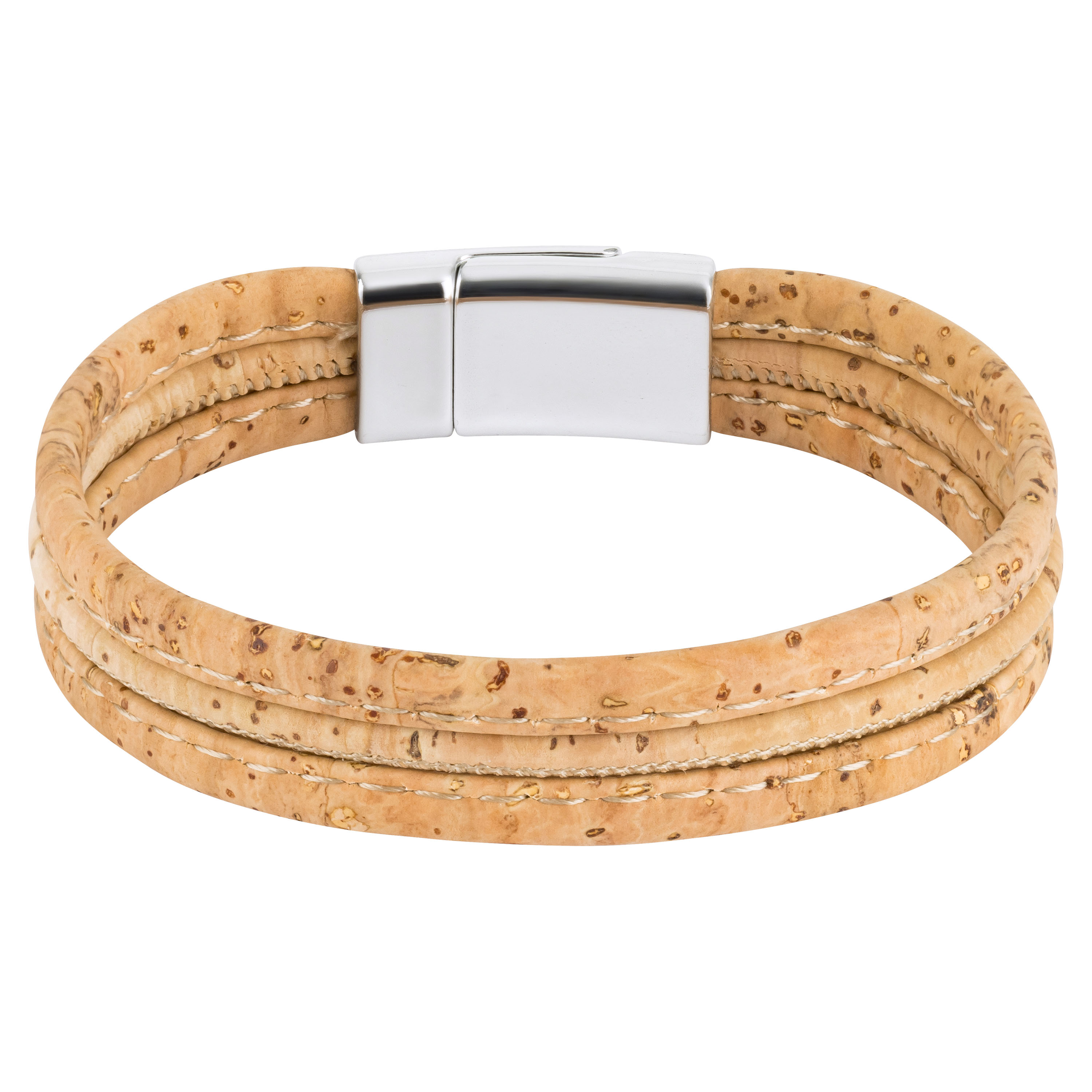 Natürliches Korkarmband aus drei Schnüren – Beige