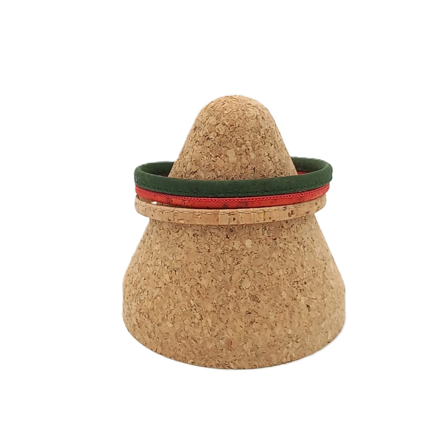 Buntes Korkarmband aus drei Schnüren – Beige, Rot, Grün