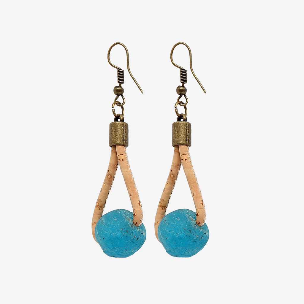 Stylischer Kork Ohrring in Blau