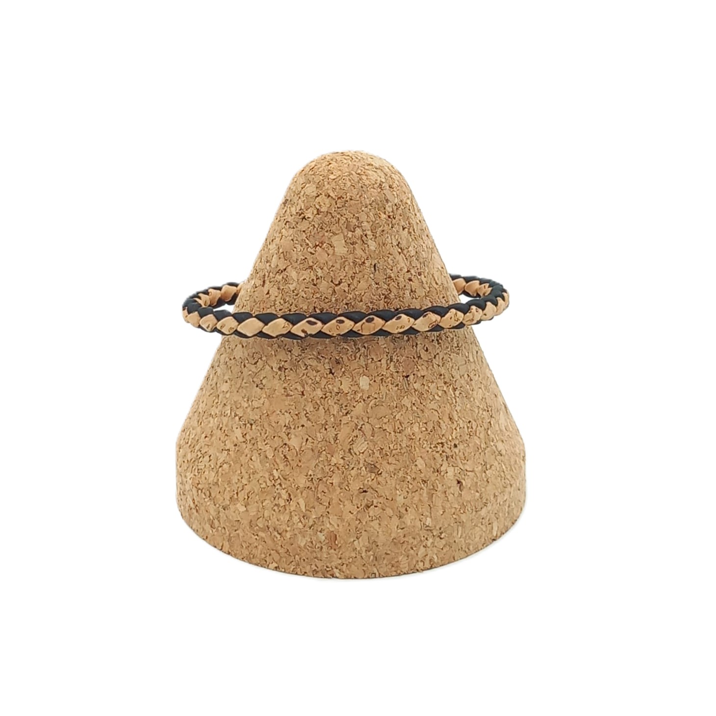 Schlichtes Korkarmband – Farbe Beige-Schwarz