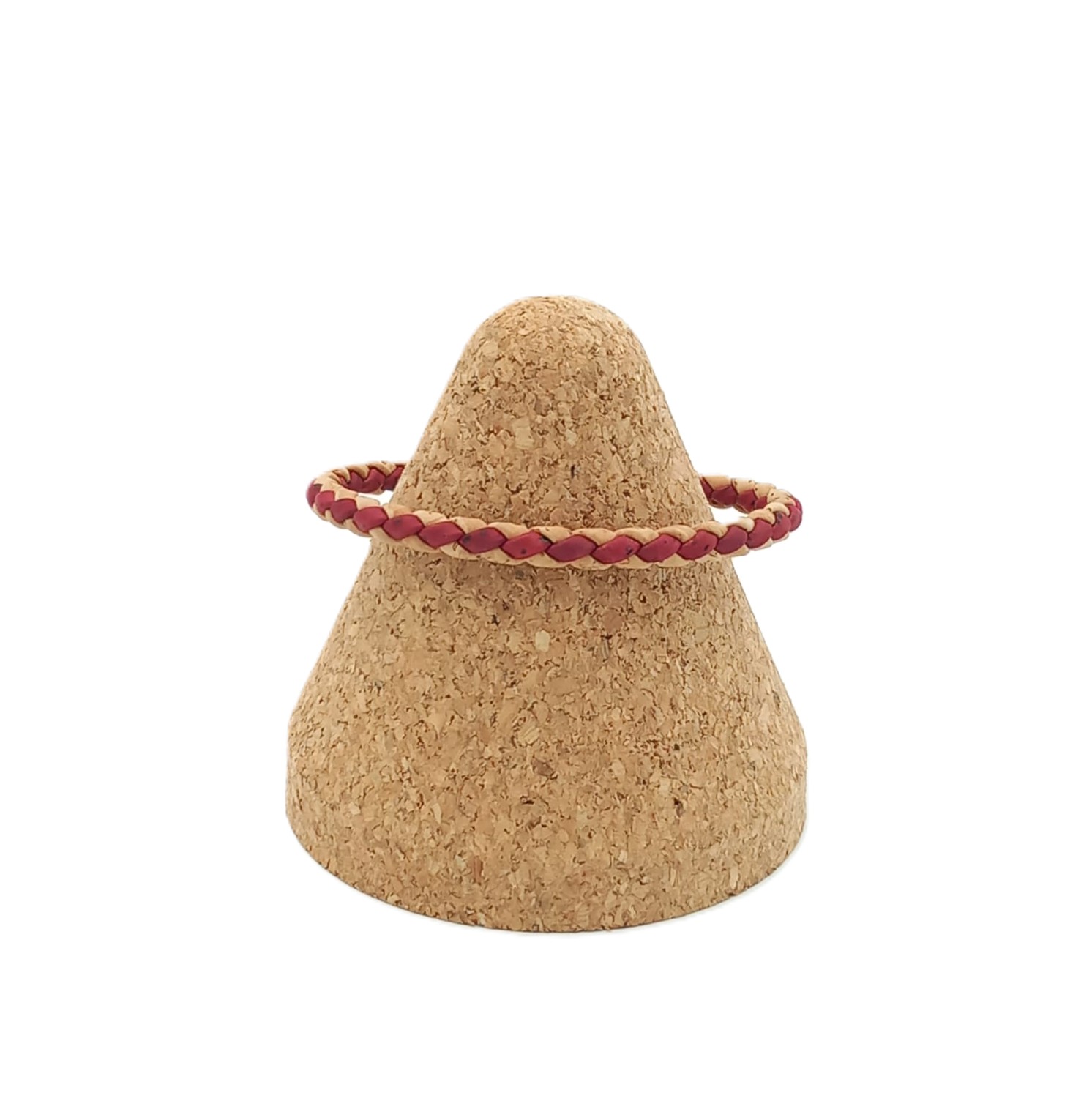 Schlichtes Korkarmband – Farbe Beige-Rot