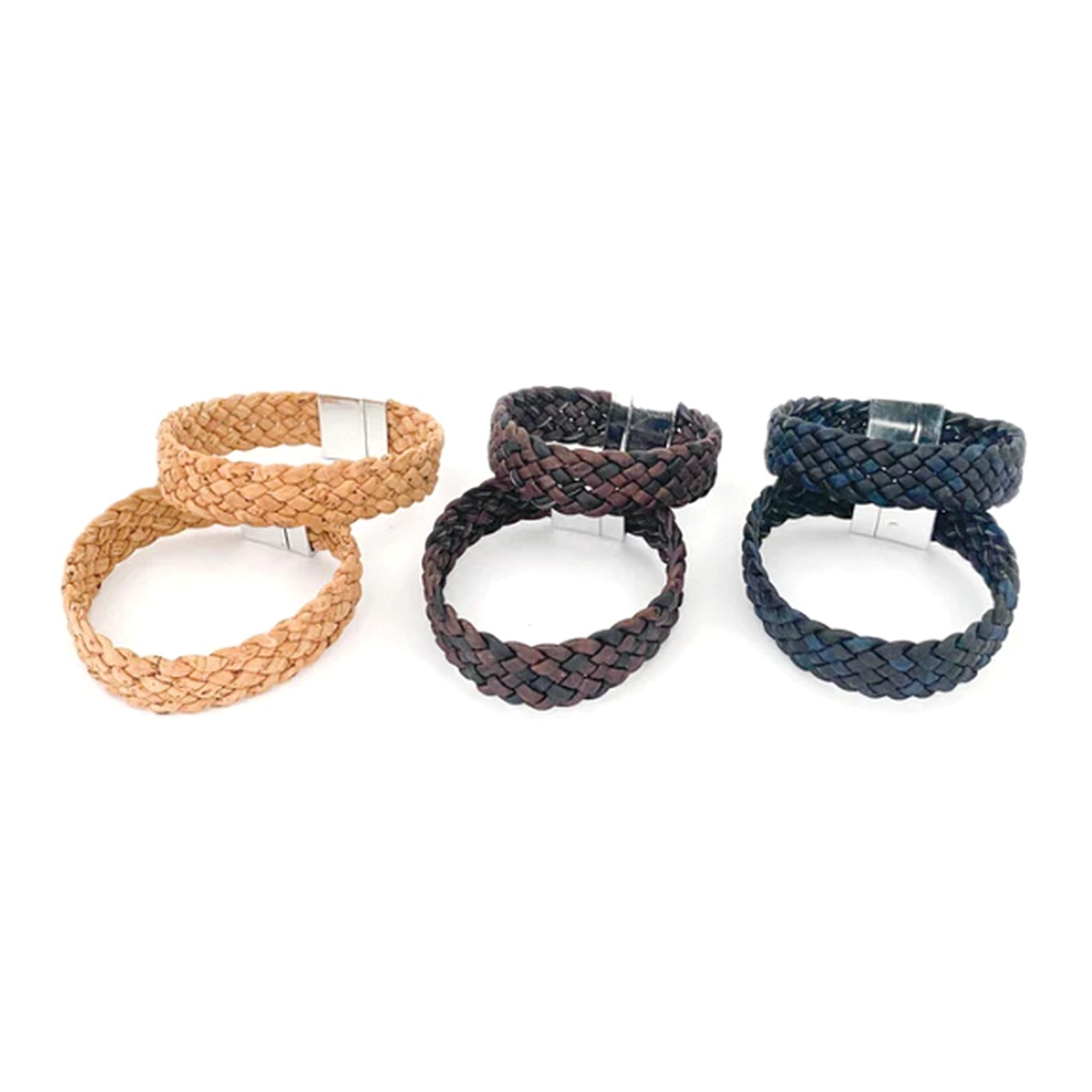 Geflochtenes Korkarmband in Schwarz – Breites Armband aus Kork