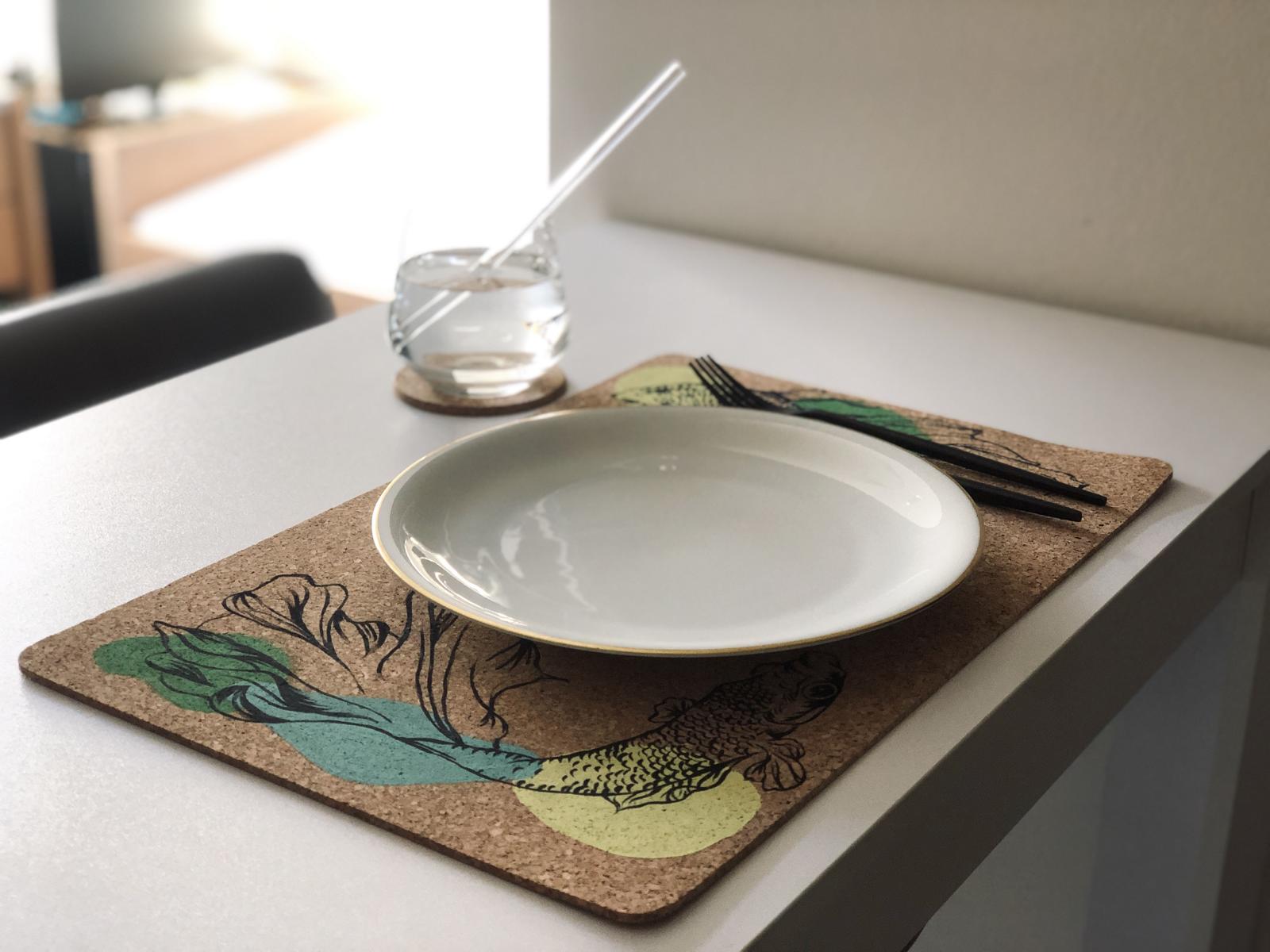 Tischset aus Kork bemalt