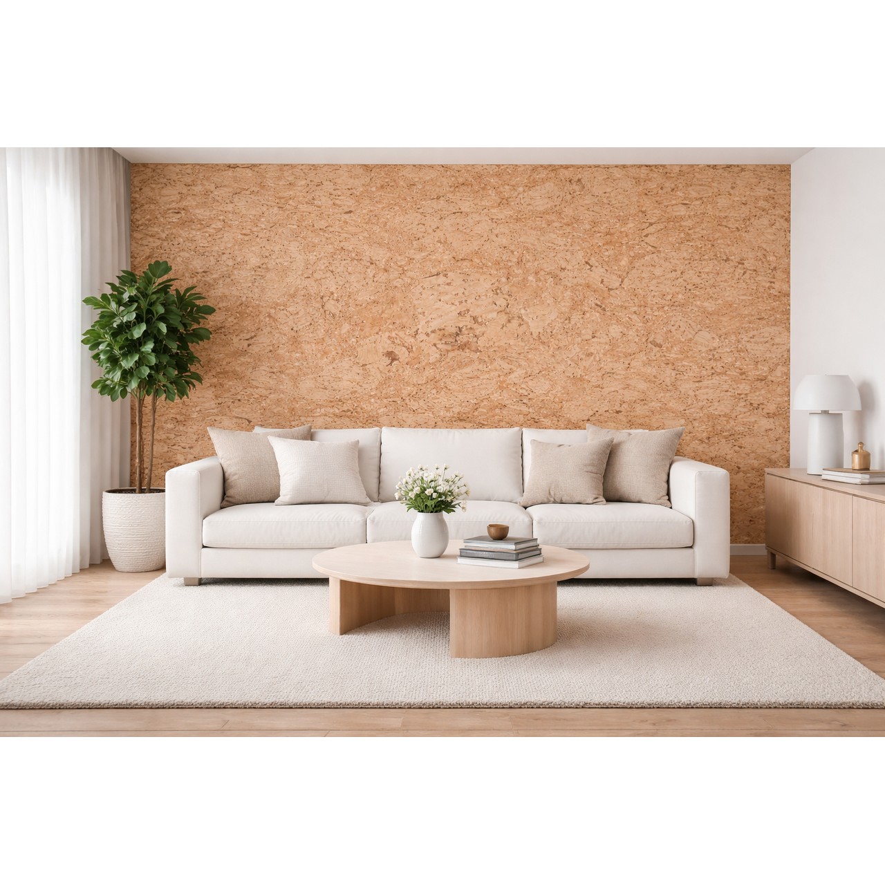 Wandverkleidung aus Kork 60x30 cm – Marmor-Optik in beige