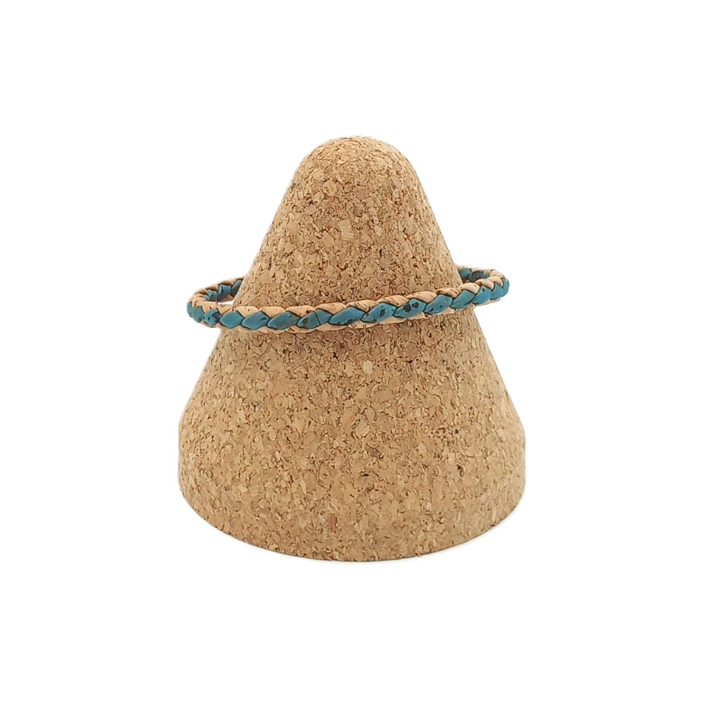 Schlichtes Korkarmband – Farbe Beige-Hellblau