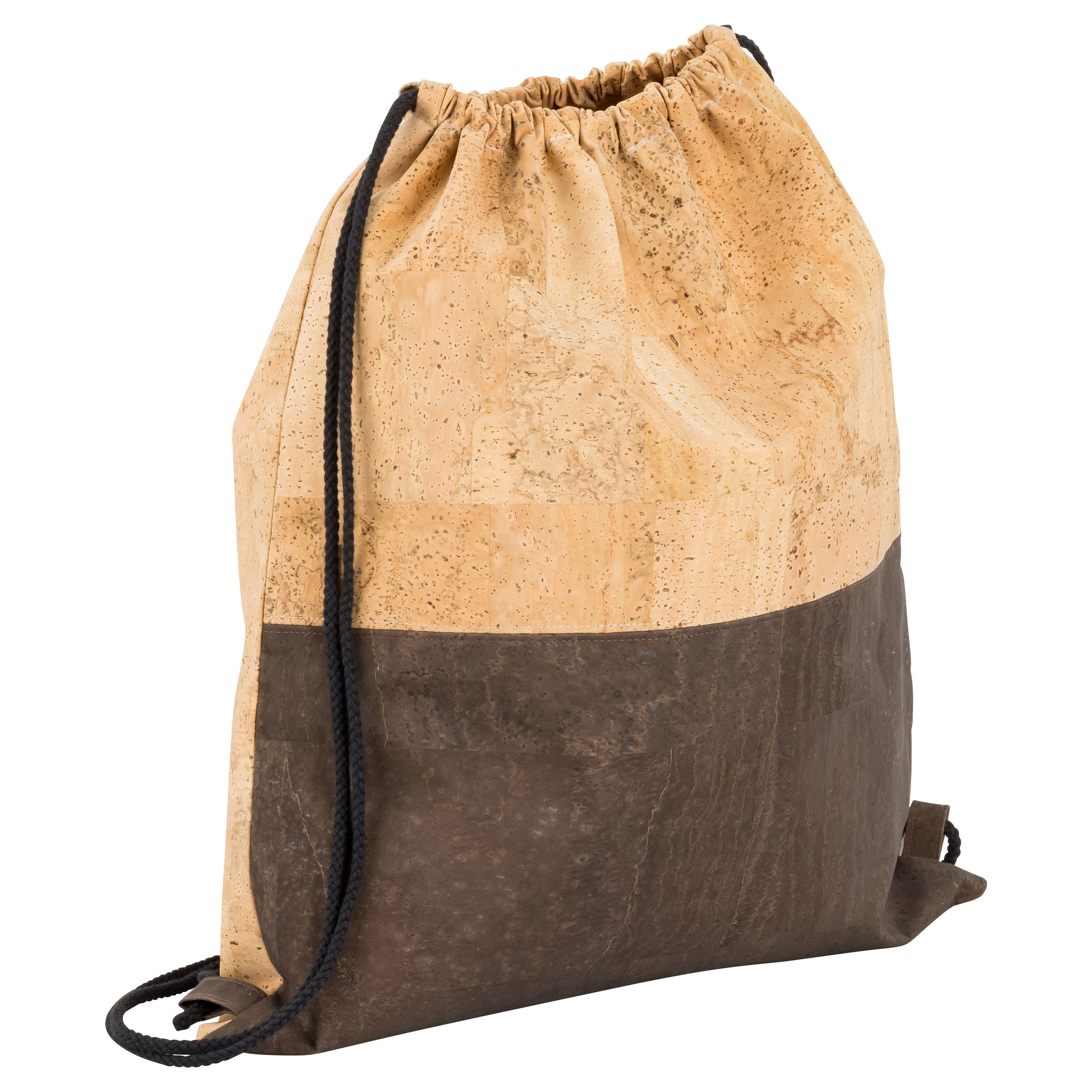 Turnbeutel aus Korkstoff mit Kordelzug – Kork-Sporttasche in braun-beige