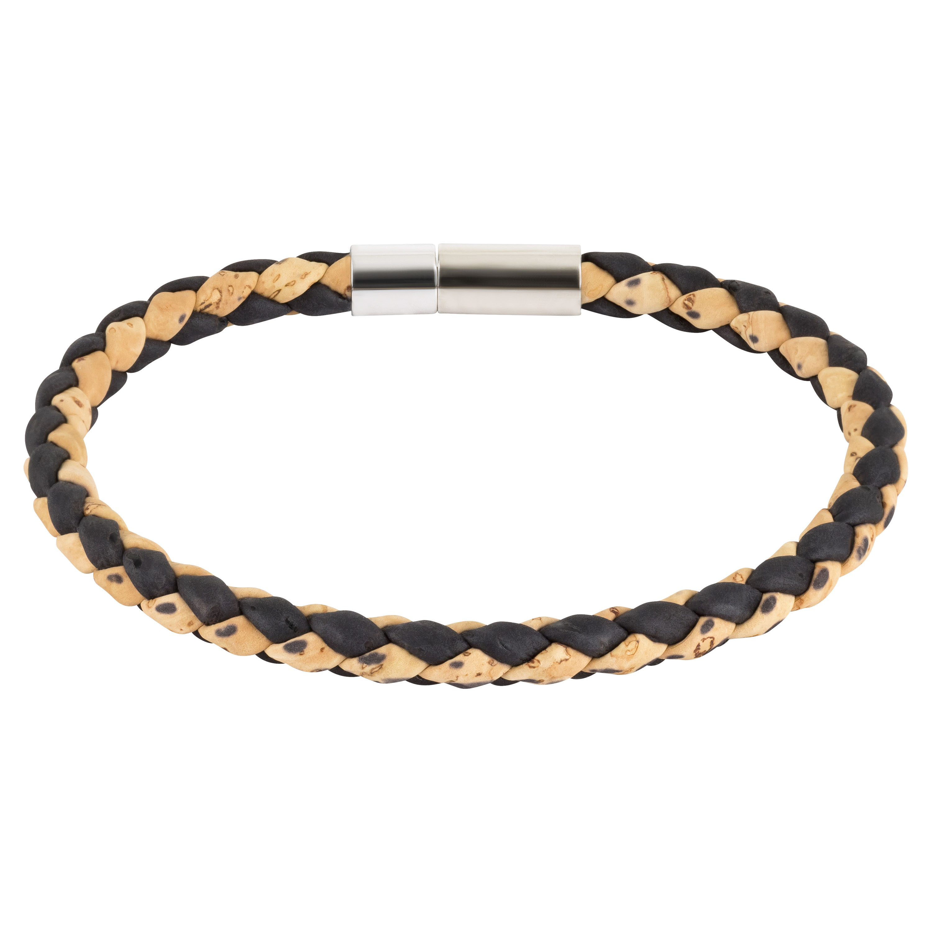 Schlichtes Korkarmband – Farbe Beige-Schwarz