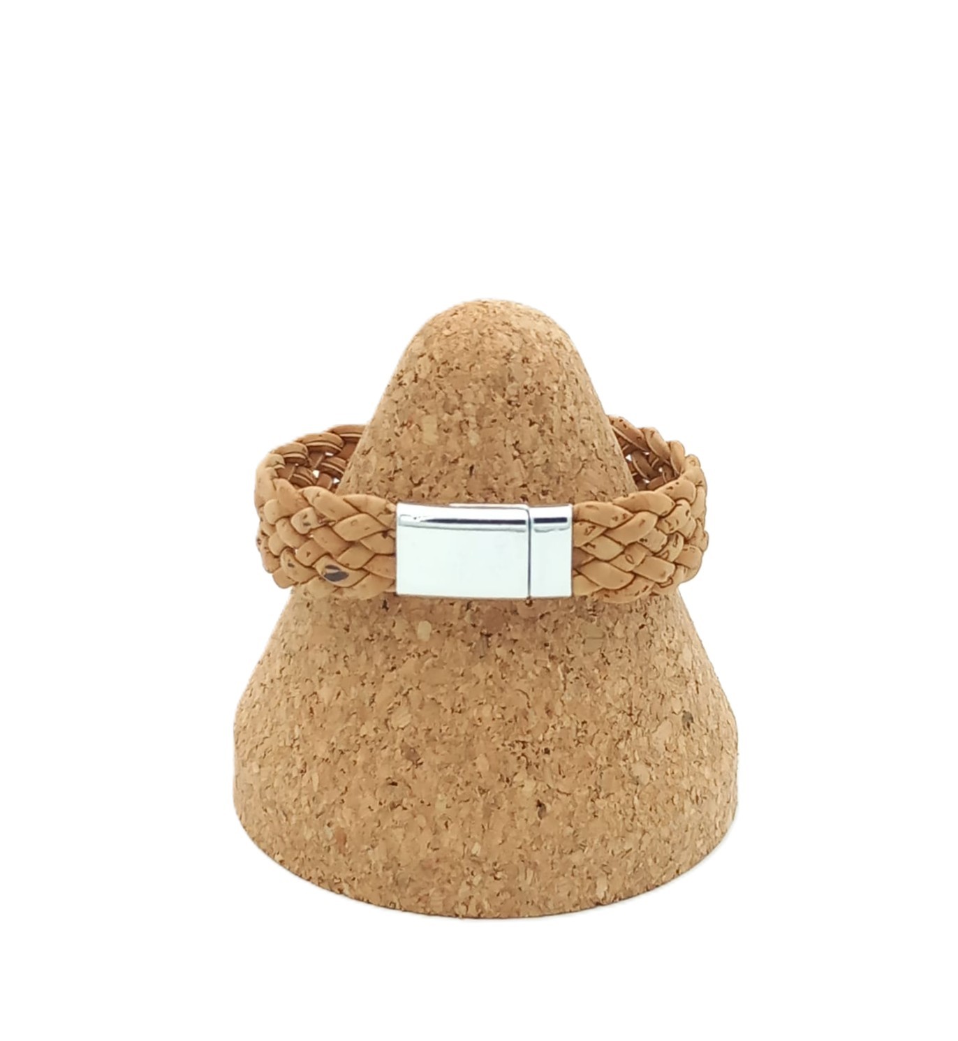 Geflochtenes Korkarmband in Beige – Breites Armband aus Kork