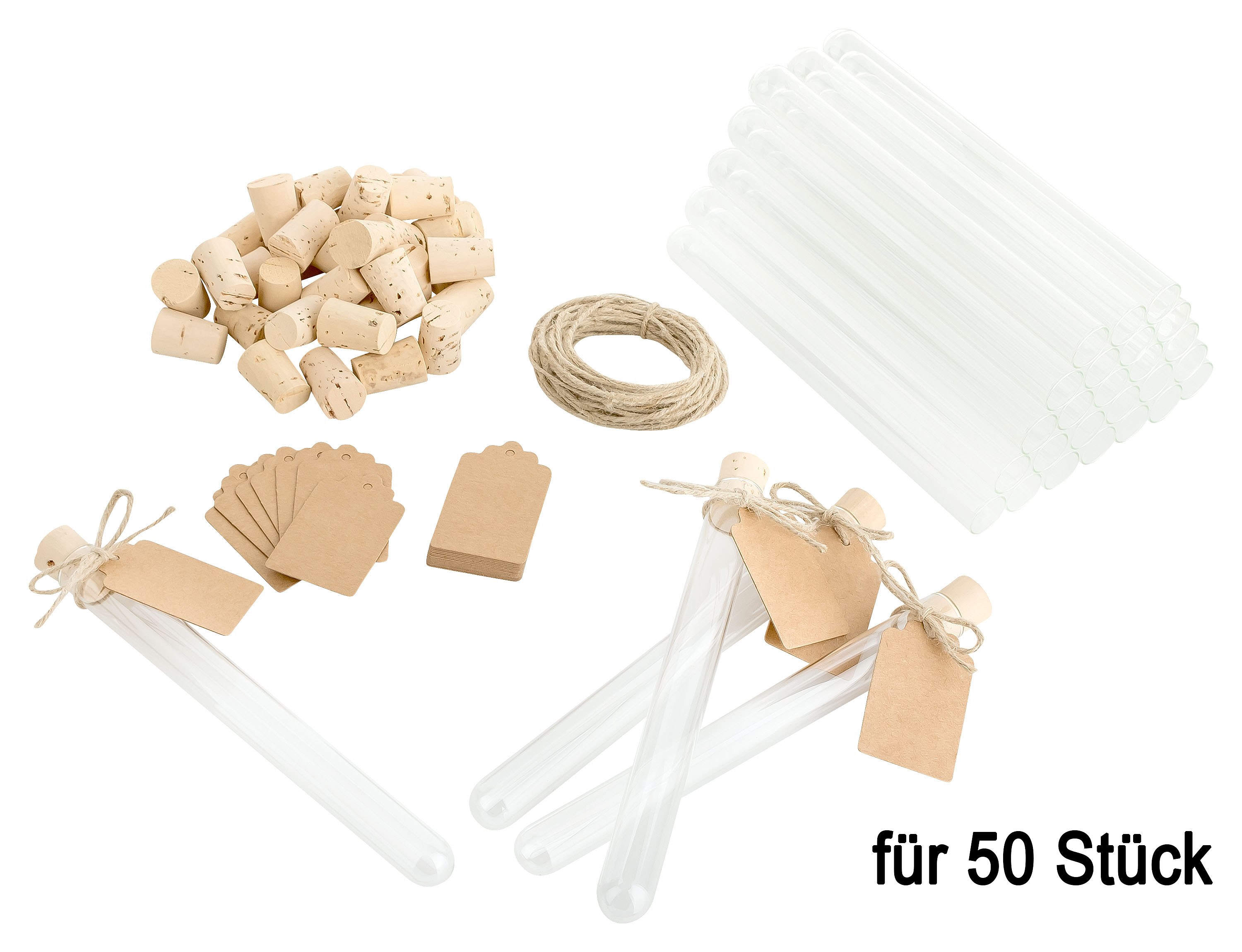 50 Reagenzgläser mit Korken