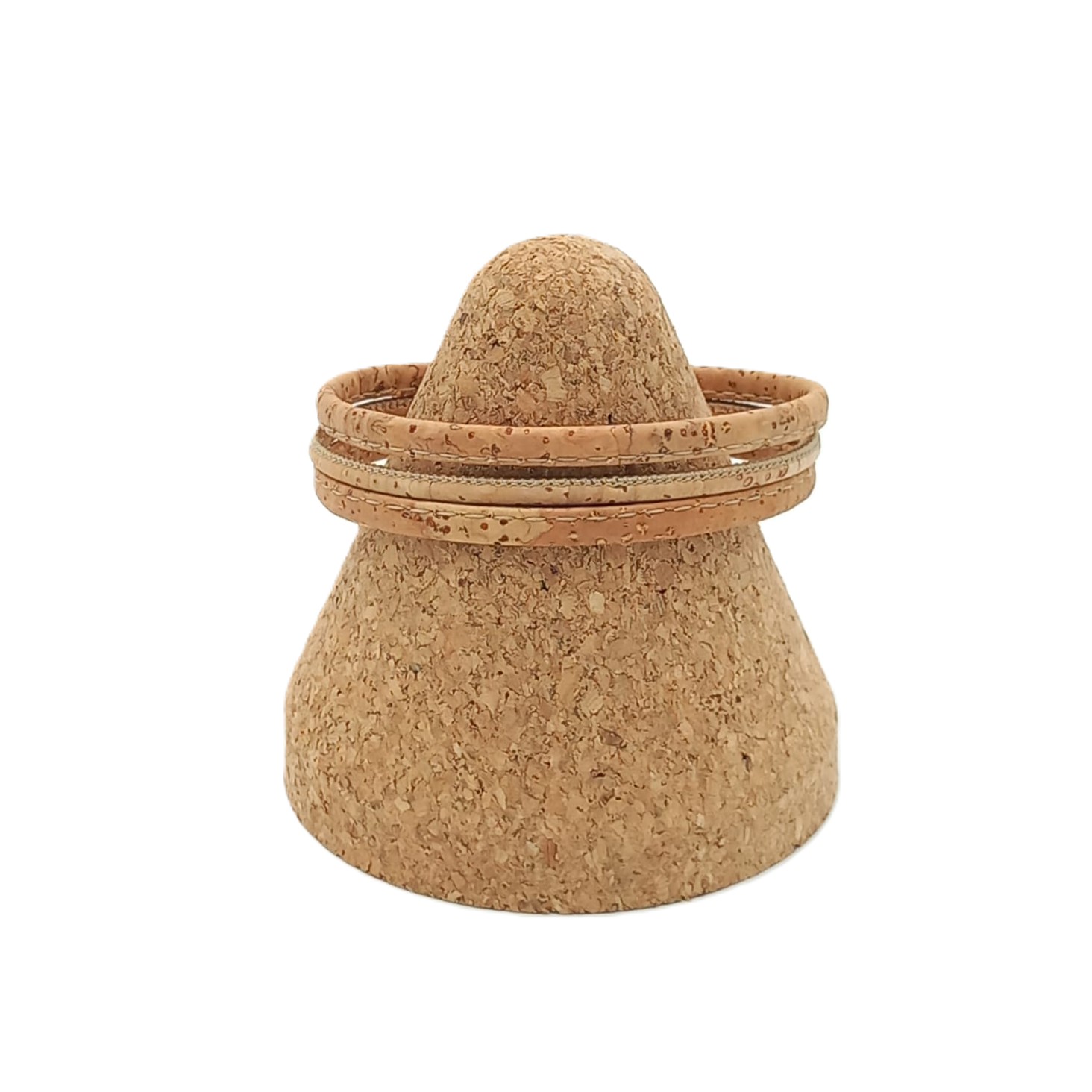 Natürliches Korkarmband aus drei Schnüren – Beige