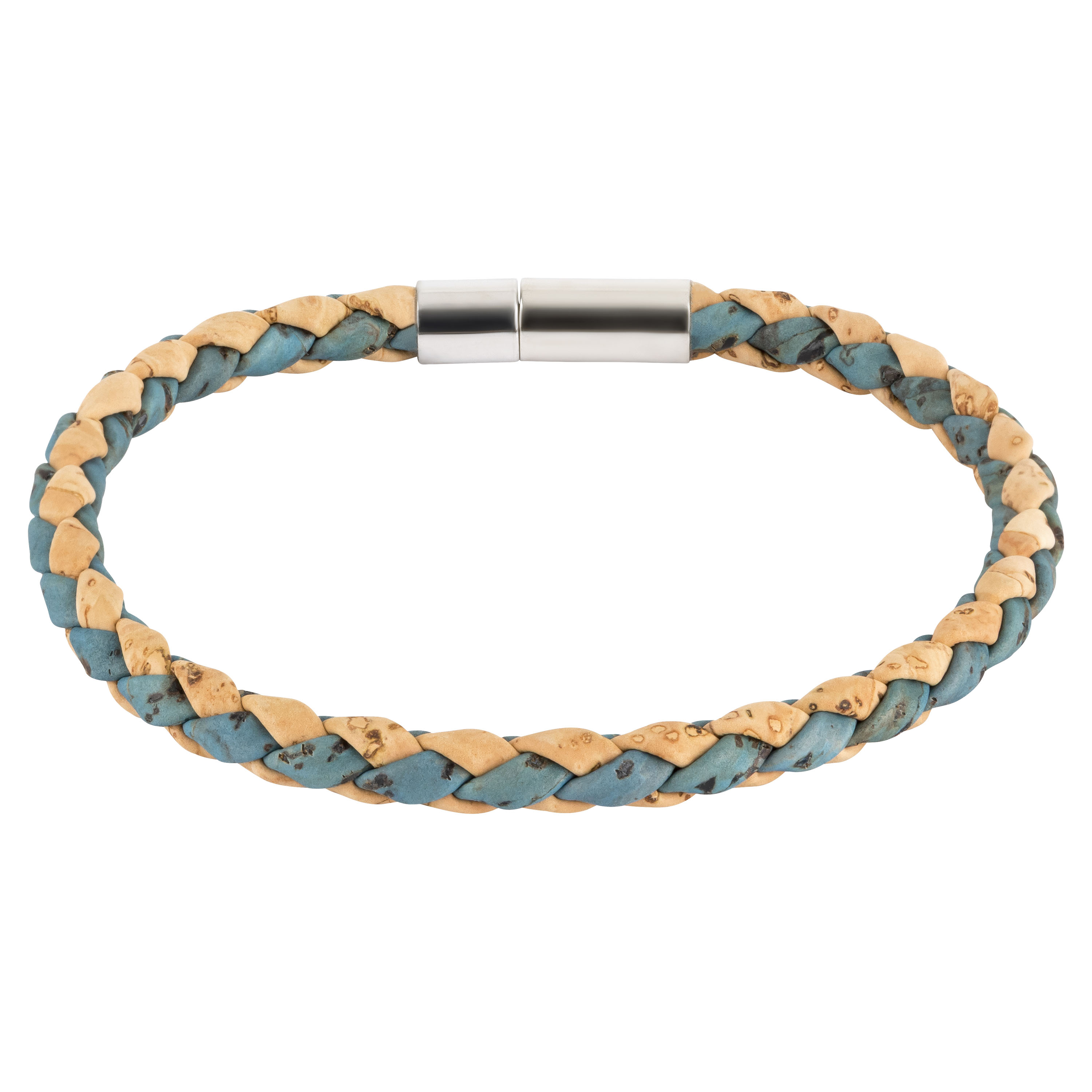 Schlichtes Korkarmband – Farbe Beige-Hellblau