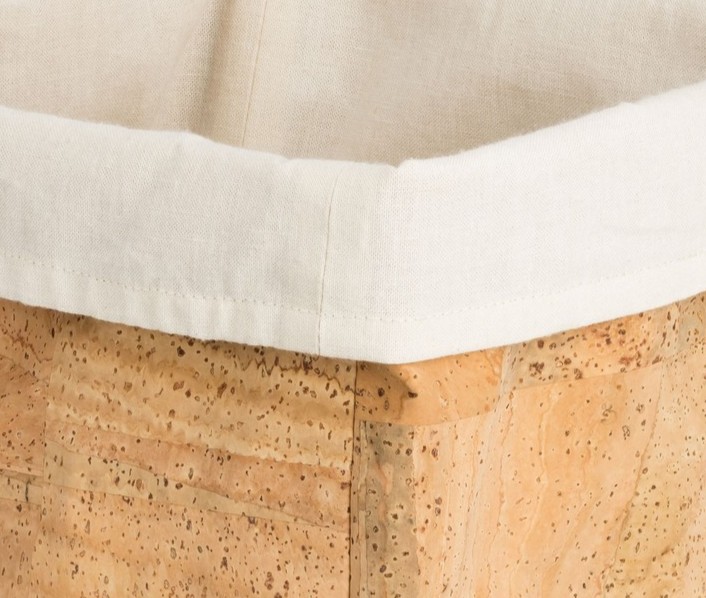 Brotkorb aus Korkstoff – 20 x 20 x 15 cm, mit Nesselstoff (innen)