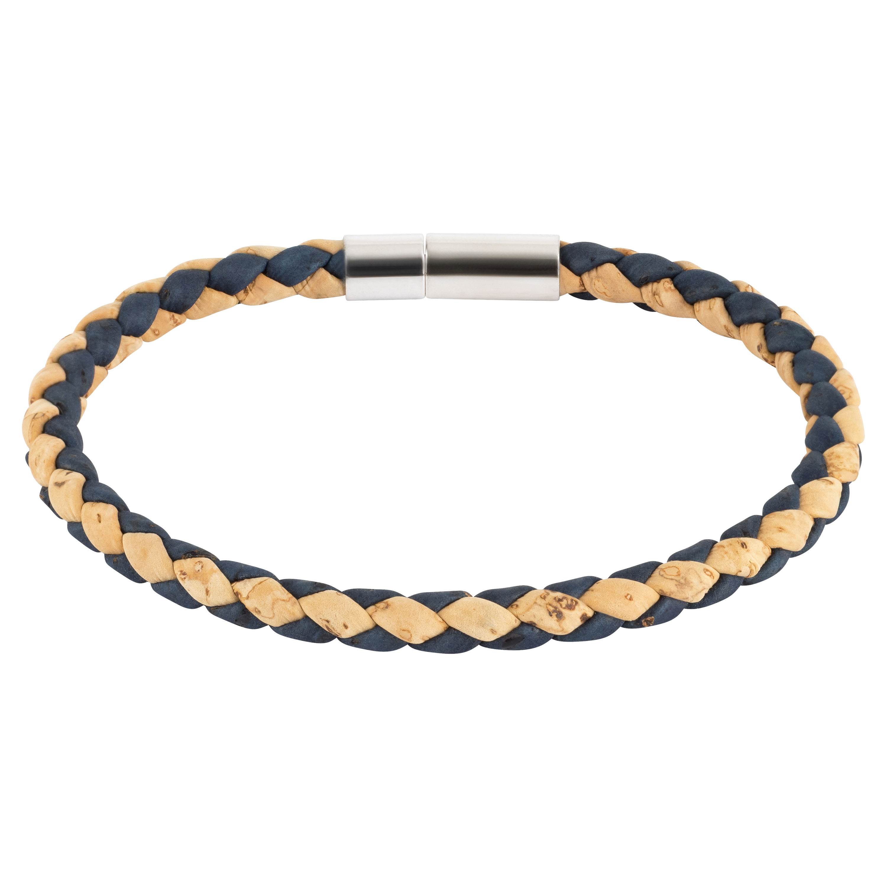 Schlichtes Korkarmband – Farbe Beige-Dunkelblau