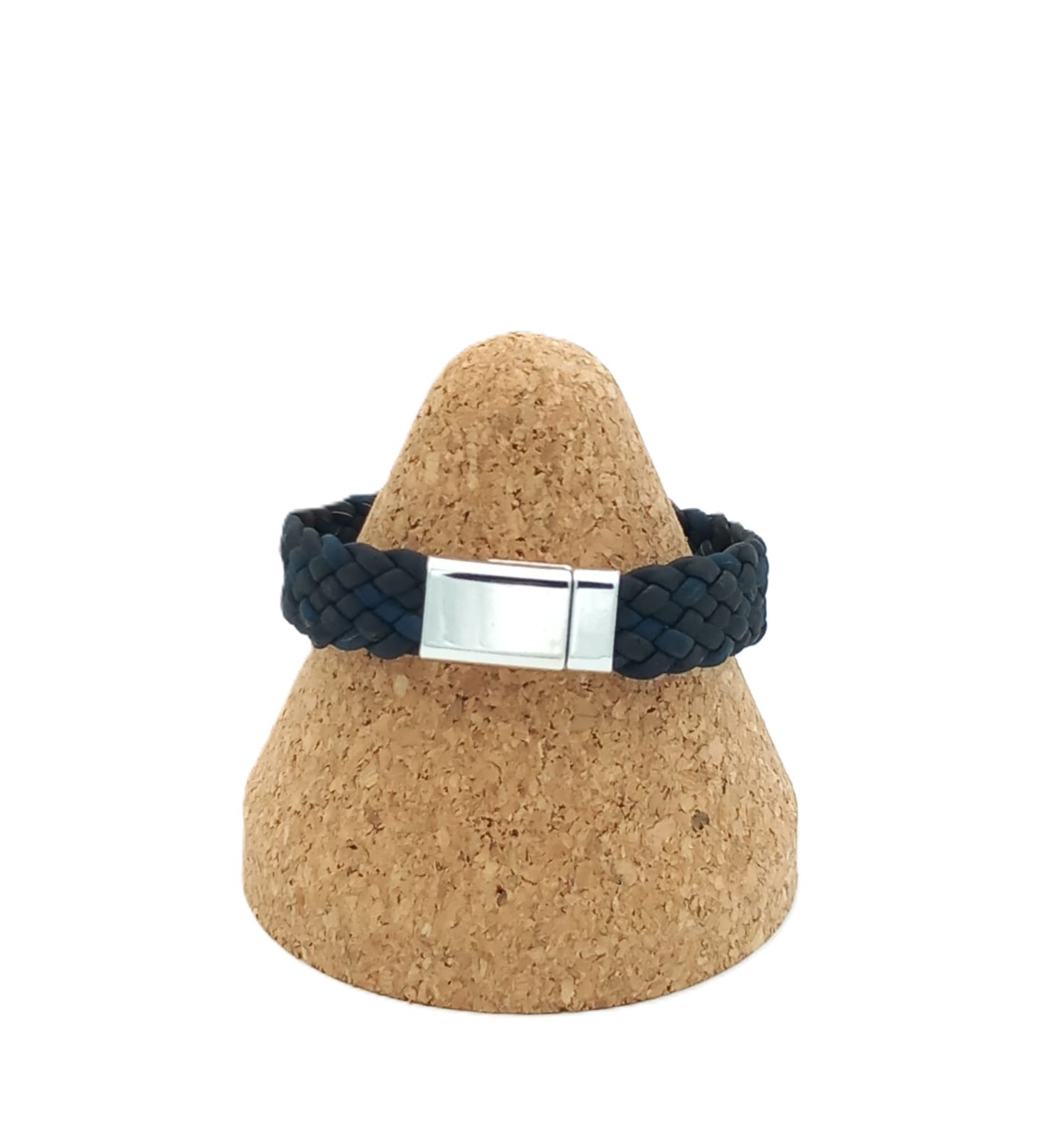 Geflochtenes Korkarmband in Schwarz – Breites Armband aus Kork
